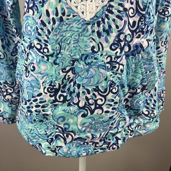 Lilly Pulitzer Blue Janie Pop Over Quarter Zip Sweatshirt Size XS UPF 50 - Picture 7 of 14